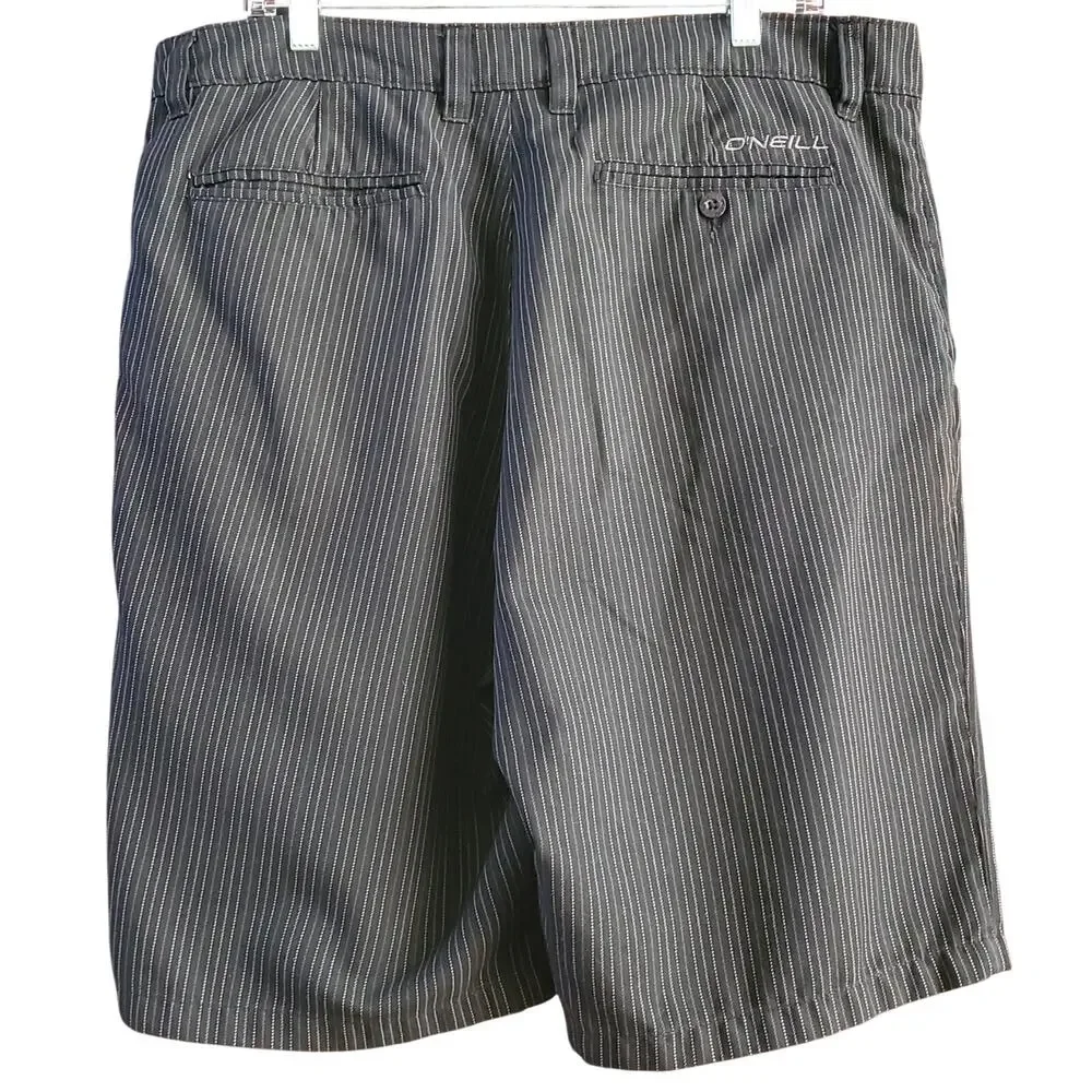 O'Neill Mens Chino Shorts W36 XLarge Black With Gray Stripes